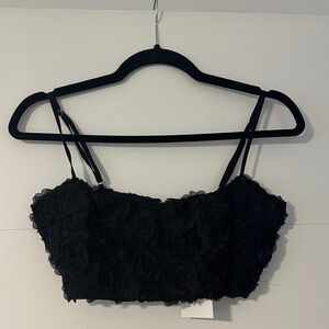 Stylish Black Floral Crop Top